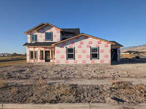 View of front facade with a mountain view