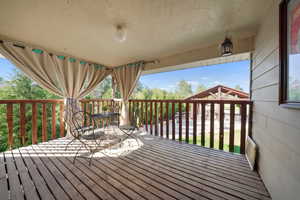 Private Patio off of Primary Bedroom with privacy curtains