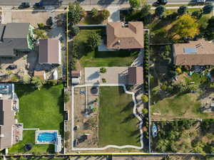 Arial view of large estate. Walk Path, Pavilion, Playground and more