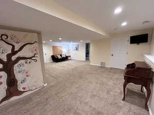 Basement Living area and door to apartment