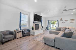 Living area featuring a gas fireplace