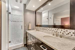 Primary ensuite shower and double vanity