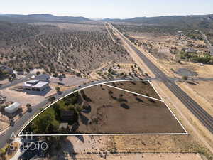 Aerial view featuring a mountain view