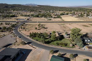 Drone / aerial view with a mountain view