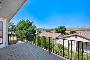 Wooden terrace with a mountain view