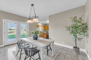 Dining area with french doors