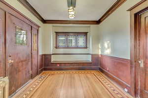 Original Inlay Flooring, Leaded Glass Windows and Bench Storage