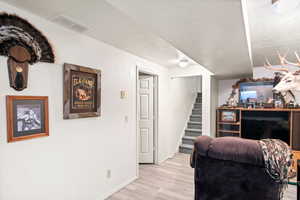 Living room featuring light wood-type flooring