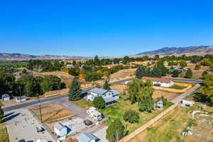 Aerial view featuring a mountain view