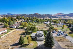 Drone / aerial view with a mountain view