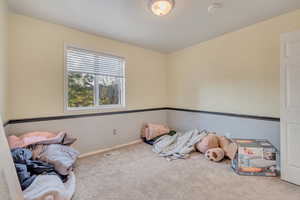 Bedroom with carpet