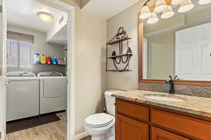 Half bathroom on main level and entrance to laundry room