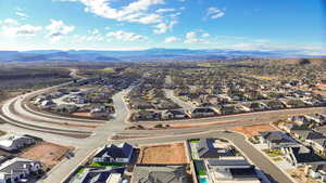 Aerial view featuring a mountain view