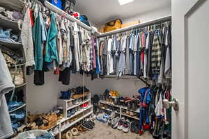 Spacious closet featuring carpet