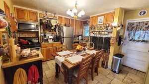 Old World Style Kitchen with Fireplace