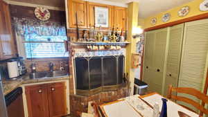 Kitchen with fireplace