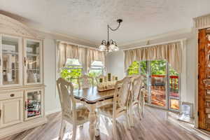 Dining area with sliding glass doors to back deck