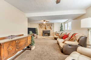 Basement family room with fireplace