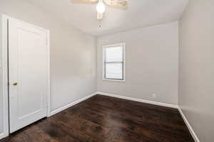 Bedroom #2 laminate hardwood floors and wood blinds