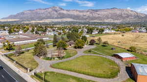 Aerial view featuring a mountain view