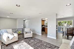 Living room featuring light wood-type flooring