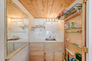 Sink and vanity in Garage.