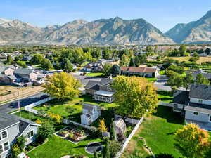 Aerial view featuring a mountain view