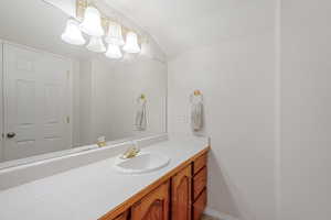 Basement Bathroom with vanity.