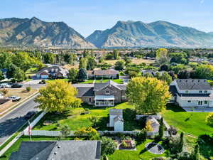 Aerial view featuring a mountain view