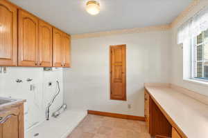 Laundry room with washer hookup, hookup for an electric dryer, and cabinets