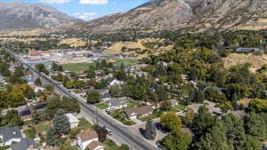 Drone / aerial view with a mountain view