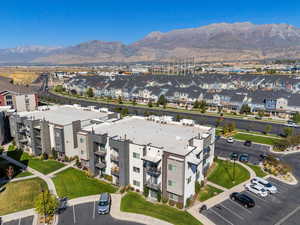 Aerial view featuring a mountain view