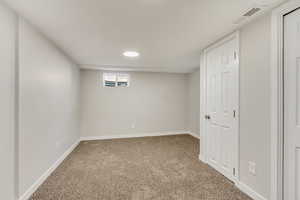 Basement with carpet floors