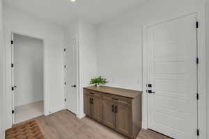 Interior space with light hardwood / wood-style floors