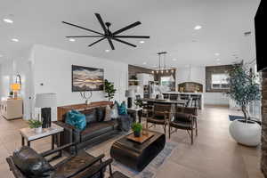 Living room with ceiling fan