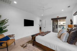 Bedroom featuring ceiling fan