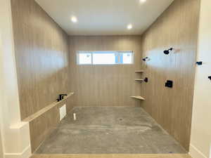 Bathroom with a tile shower