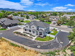 Aerial view featuring a mountain view