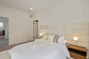 Bedroom featuring carpet flooring