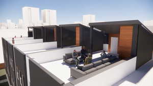 Exterior space featuring a balcony and outdoor lounge area