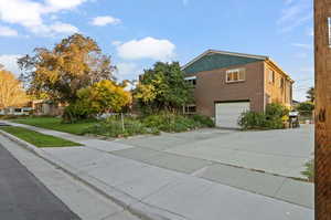 View of front of property with a garage