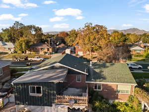 Aerial view featuring a mountain view