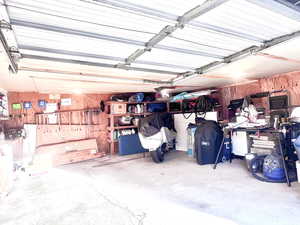 Garage with wooden walls