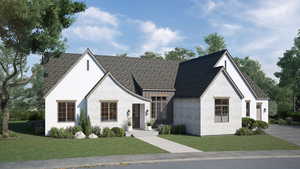 View of front of property featuring a front yard