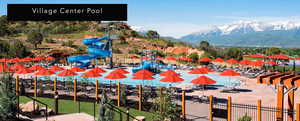 View of swimming pool featuring a mountain view