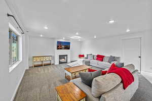 Living room with carpet flooring