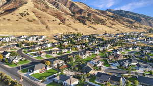 Drone / aerial view with a mountain view