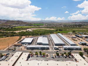 Drone / aerial view featuring a mountain view