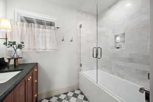 Bathroom with plus walk in shower and vanity