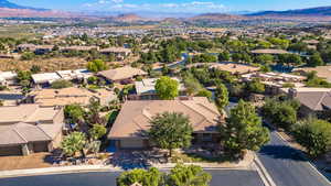 Aerial view featuring a mountain view